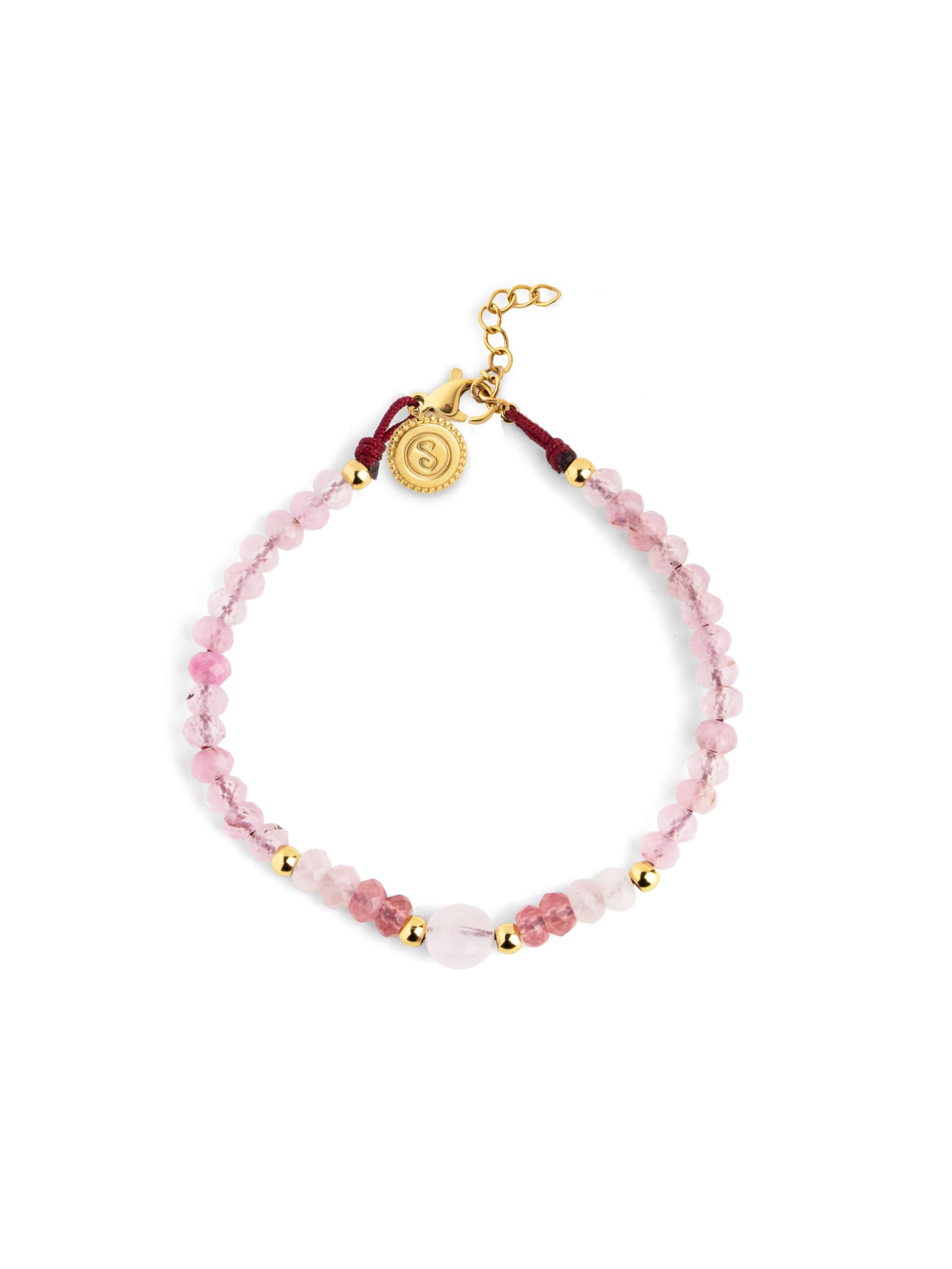 SINGULARU Pulsera Mujer Amulet Rose Quartz Acero Baño Oro