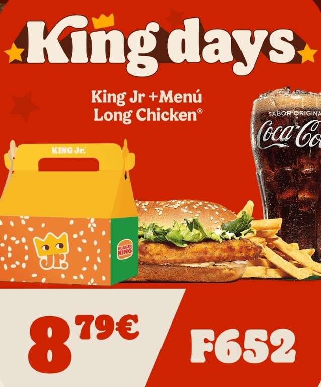 King Jr + Menú Long Chicken por 8,79€