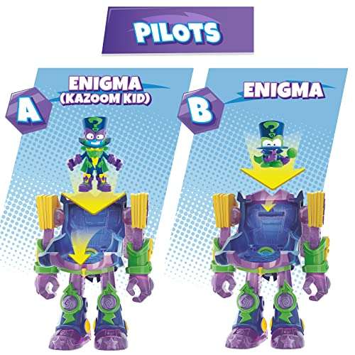SUPERTHINGS Superbot Enigma – Robot articulado héroe con Accesorios de Combate, 1 Kazoom Kid y 1 SuperThing exclusivos