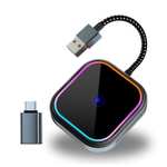 Adaptador CarPlay inalambrico Coche, Android Auto inalámbrico para Coche, Convertidor USB a Wireless con BT 5.2 y WiFi Dual 5G,