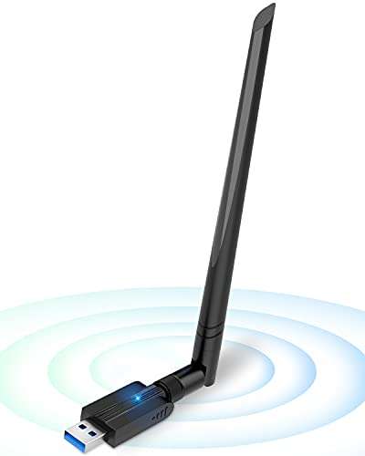 Maxesla Adaptador USB WiFi 1200Mbps Dual Band 2.4G/5GHz con Antena para PC, portátil, tablet.