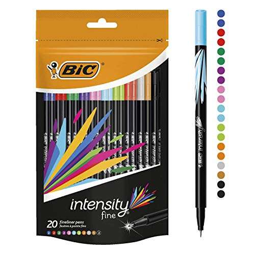 BIC Intensity Fine rotuladores punta fina (0,8 mm) – colores Surtidos, Blíster de 20 unidades