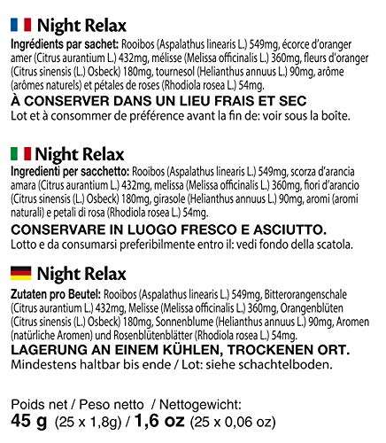 Infusión de Night Relax en Caja de 25 Unidades - Favorece un Sueño más Placentero, Efecto Relajante y Ayuda a Reducir el Estrés