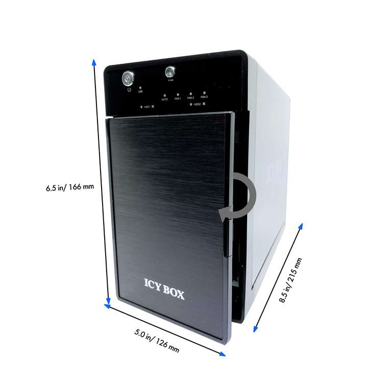 ICY BOX Caja Externa de 2 bahías (Raid 0/1, Single, JBOD) para 2 Discos Duros SATA i, II, III de 3,5", conexión USB 3.0 (UASP) y eSATA