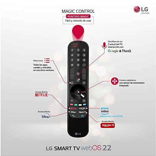 LG Televisor 55NANO766QA - Smart TV webOS22 55 pulgadas (139 cm) 4K Nanocell, Procesador 4K a5 Gen 5, compatible formatos HDR 10, H y HGiG