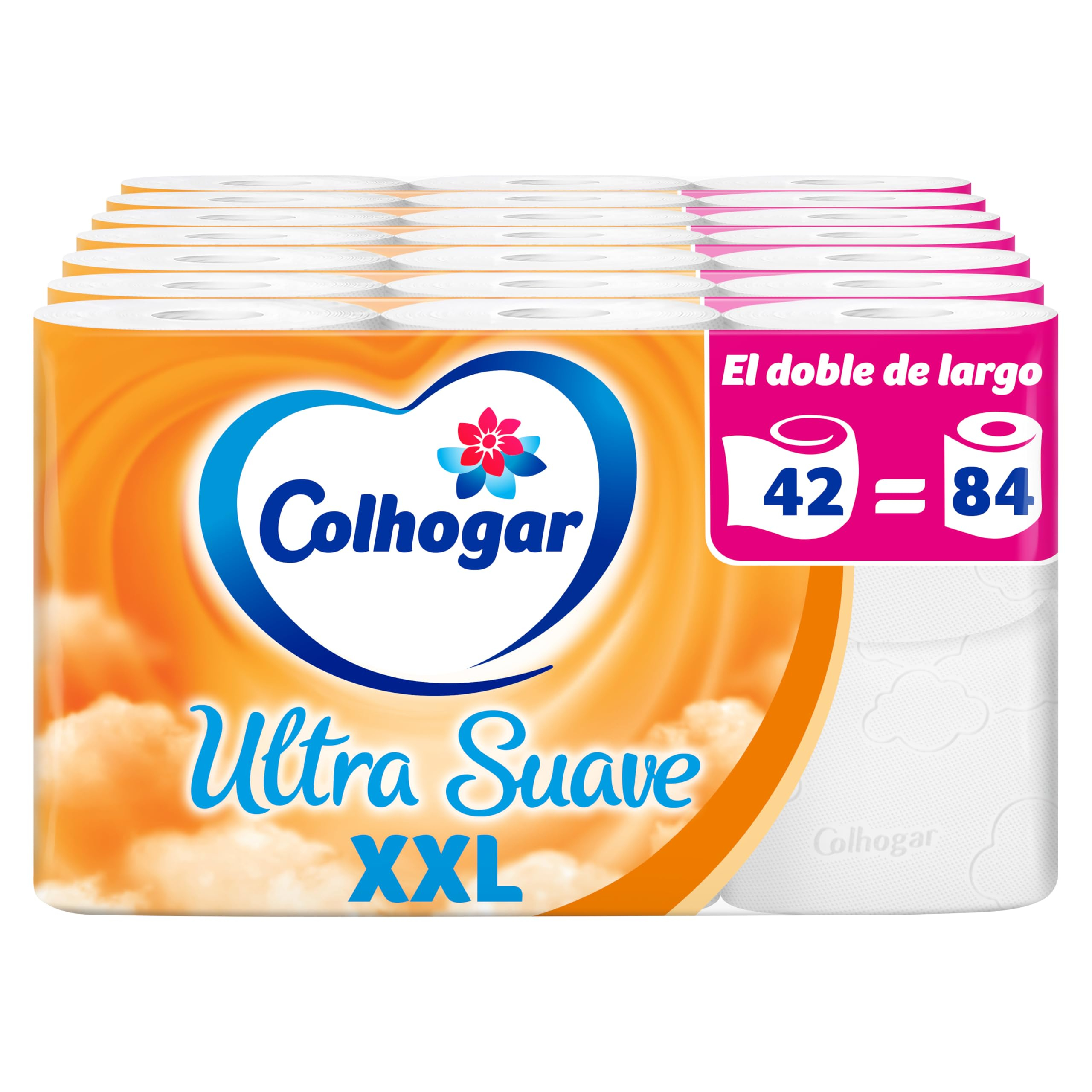 Colhogar Ultra Suave XXL 7x6 - Papel Higiénico Suave - Paquete con 42 Rollos Extra Grandes - Papel de Baño de 2 Capas - Libre de Perfume -
