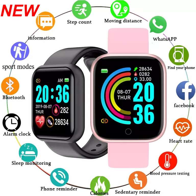 Smartwatch Y68 HD IP67 Frecuencia cardiaca