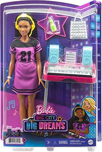 Barbie Brooklyn Estudio de grabación Muñeca afroamericana con set de juego y accesorios musicales de juguete