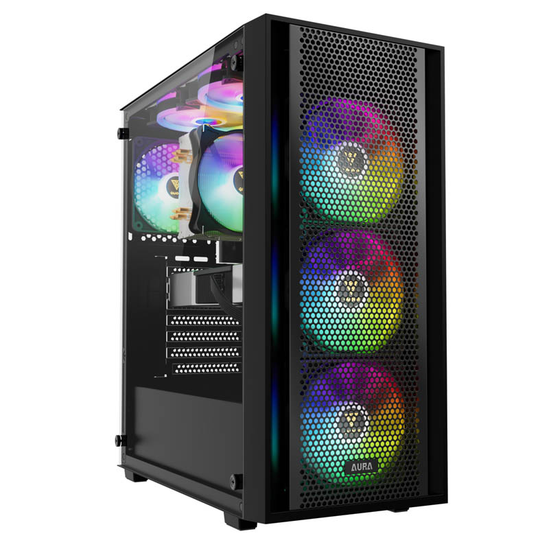 Caja PC GAMDIAS AURA GC2 ELITE ARGB – ATX | 4 Ventiladores ARGB | Frontal Mesh | Cristal Templado Panorámico