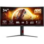 Monitor gaming - AOC CU34G4, 34" UWQHD, 180 Hz, Curvo, 0.5 ms MPRT, Fast VA, Adaptive Sync, HDR10 precio unidays, sin cupón 202,3€