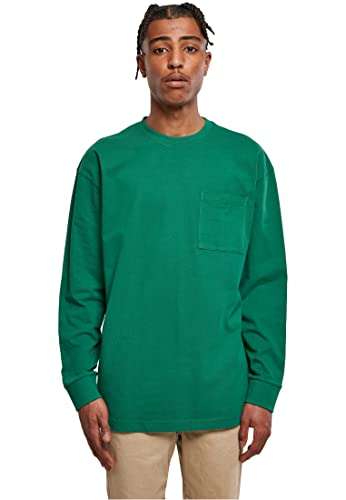 URBAN CLASSICS Camiseta de manga larga para hombre con bolsillo delantero, algodón grueso, camisa oversize.