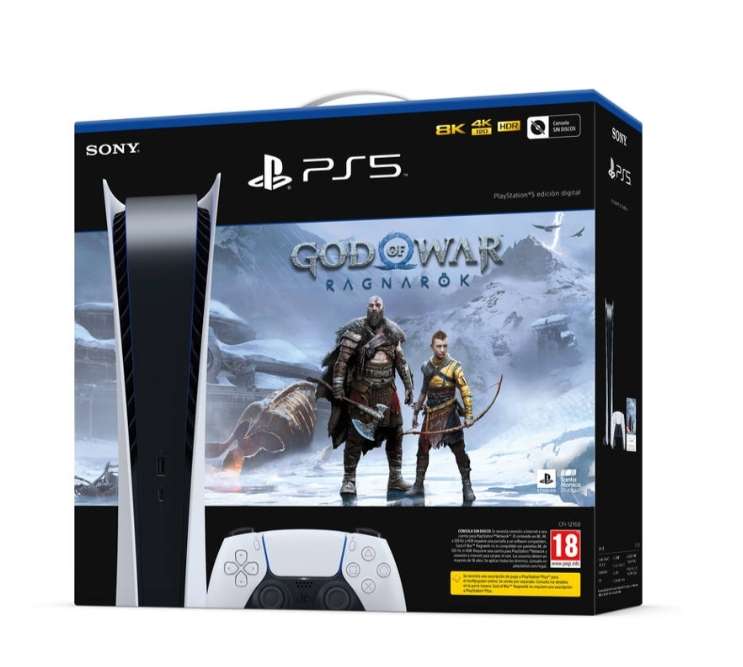 Consola PS5 Edición Digital (825 GB) + Juego PS5 God Of War Ragnarök (Formato Digital)