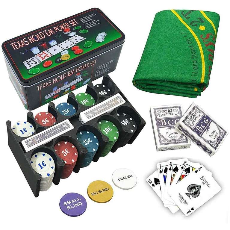 Set de póker Caja de Metal, 200 fichas de póker (nuevos usuarios)