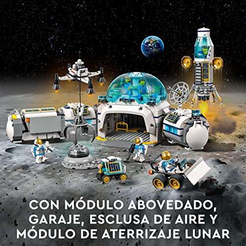 LEGO 60350 City Base de Investigación Lunar, Juguetes Espaciales NASA con Vehículo Buggy, Set de Construcción