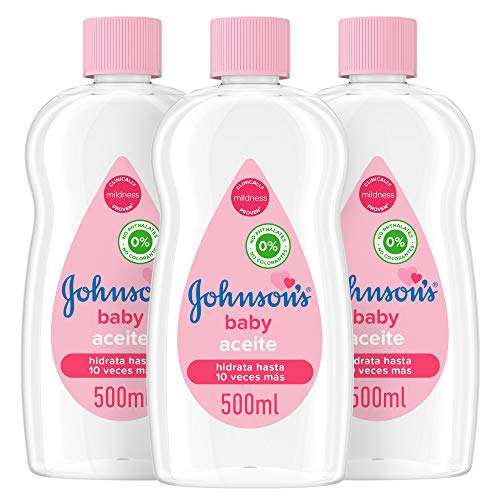 Johnson's Baby Aceite Regular, Deja la Piel Suave y Sana, Ideal para Pieles Delicadas, 3 x 500 ml [Total 6 x 500ml] Unidad 1,04€
