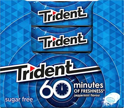 Trident 60 Minutos Menta - Chicles sin Azúcar con Sabor a Menta - Paquete de 16 Envases 20 g
