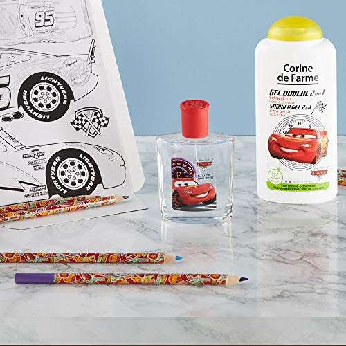 Caja de regalo Cars de Disney (Perfume infantil de 50 ml | Gel de ducha infantil de 250 ml | dibujos para niños | lápices de colores)
