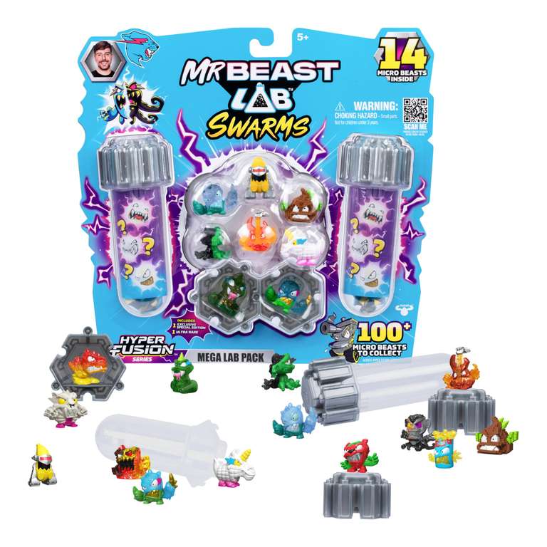 MrBeast Lab Swarms Hyper Fusion - Megapack de 14 Figuras de Colección (Reacondicionado - Como Nuevo)