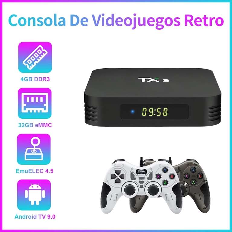 [Plaza] Consola Retro + TV Box | Hyper Base R1 | Chip Amlogic S905X3 | (256/512GB) +116000 juegos PSP/PS1/DC/SS/MAME/NDS/NES