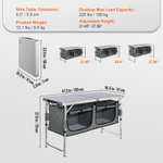 VEVOR Mueble de Cocina para Camping 120x47x70 cm Armario de Camping Plegable Portátil Estructura de Aluminio Altura Ajustable