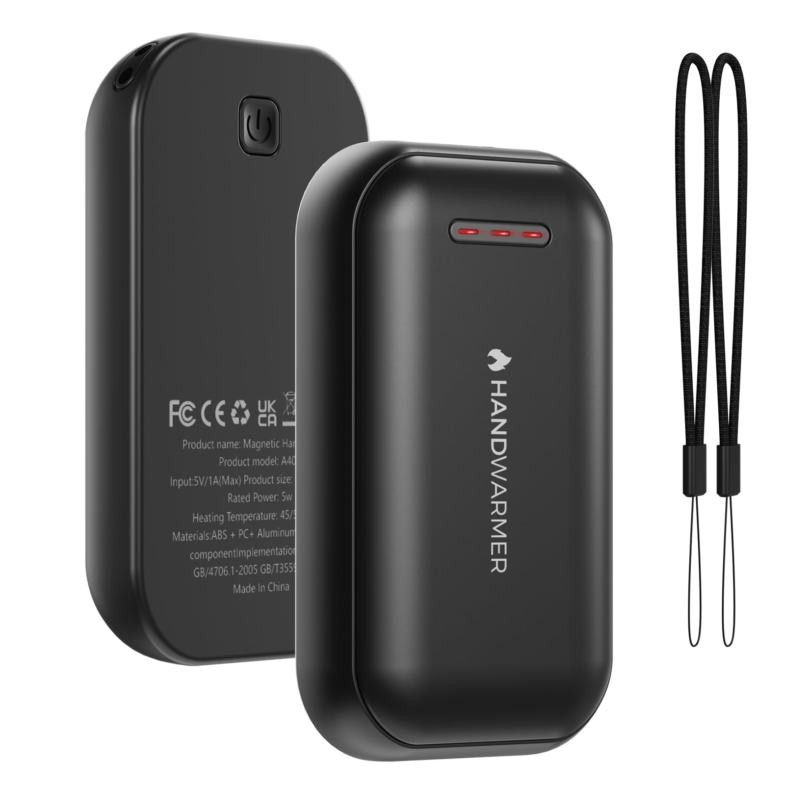 Calentadores de Manos Recargables 2 en 1 Magnéticos - 6000mAh, 3 Niveles de Calor 45/50/55°C, USB-C