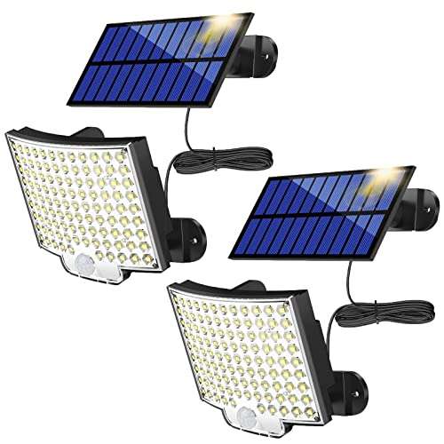 106 LED Luz Solar Exterior con Sensor de Movimiento, IP65 Impermeable 3000 LM súper brillantes Luces Solares LED Exterior,120°