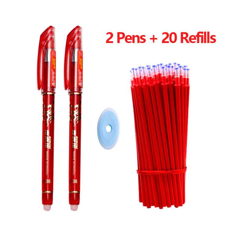 2 bolígrafos + 20 repuestos , azules negros o rojos