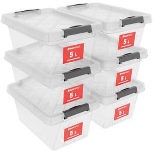 ATHLON TOOLS 6 cajas de almacenamiento de 5 L con tapa, aptas para alimentos, clips de cierre, caja transparente, cajas de ropa apilables