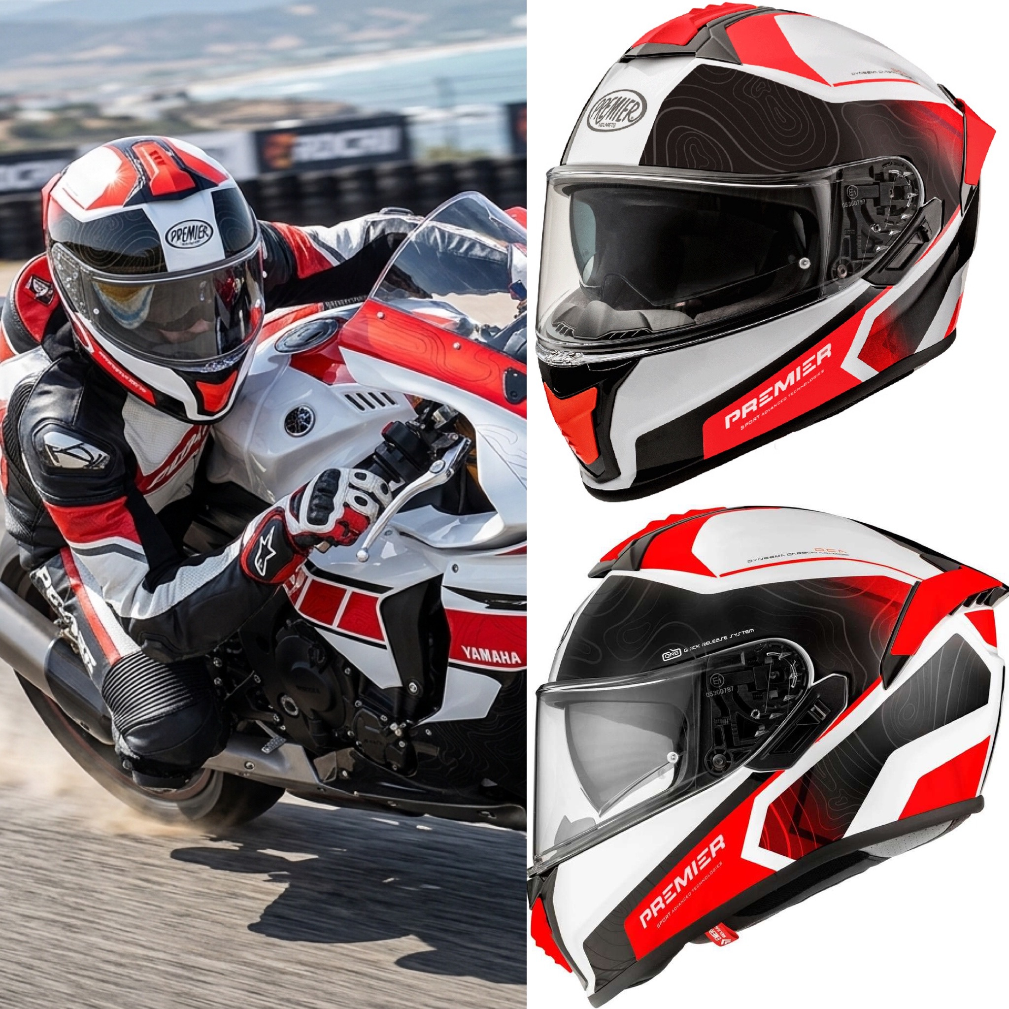 Casco de moto integral PREMIER Evoluzione DK 2 BM | FIBRA (Carbono/aramida) | ECE22.06 | Con PinLock | Visor solar | Tallas de XS a 2XL