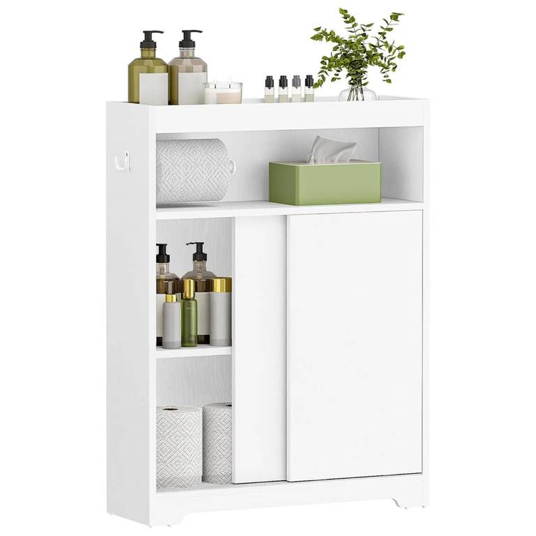 Armario de Baño con 4 Compartimentos y portarrollos