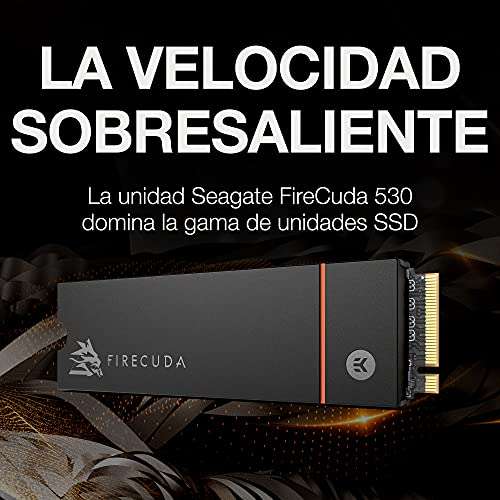 Seagate FireCuda 530, 1 TB, Internal SSD - M.2 PCIe Gen4 ×4 NVMe 1.4, 7,300 MB/s (con disipador)