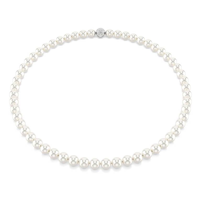 Swarovski Collar Matrix, Perla de cristal, Blanco, Baño de rodio