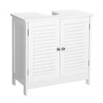 VASAGLE Mueble de Lavabo, Mueble de Baño, Armario de Almacenamiento, 60 x 30 x 60 cm, con 2 Puertas de Persiana, Tablero Ajustable, Manijas
