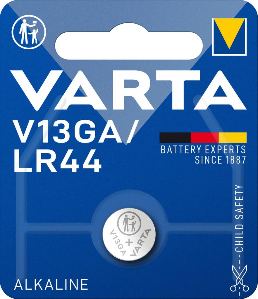 Varta Pila de botón alcalina de 1,5 V Electronics V13GA, pilas de botón en un blíster original de 1 unidad (mínimo dos unidades)