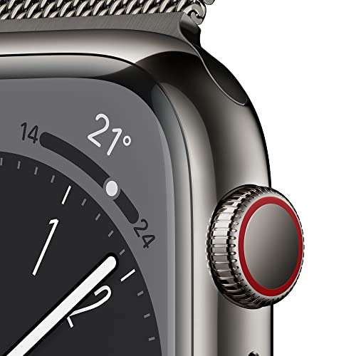 Apple Watch Series 8 (GPS + Cellular, 41mm) Reloj Inteligente con Caja de Acero Inoxidable en Grafito - Pulsera Milanese Loop en Grafito