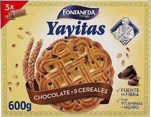 Fontaneda Yayitas Galletas de 5 Cereales con Pepitas de Chocolate enriquecidas con Vitamina B1, B2, B3, B5, B6 y Hierro, 600 g