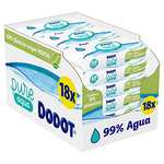 Dodot Toallitas Pure Aqua para Bebé, 99% Agua, 100% Fibras de Origen Vegetal, 864 Toallitas, 18 Paquetes (18 X 48)