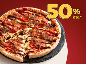 En Telepizza todas las pizzas medianas y familiares a mitad de precio 50% ¡¡ hasta el 14 de febrero !!