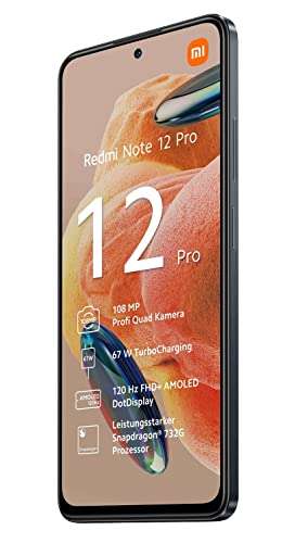 Móvil  Xiaomi Redmi Note 12 Pro + 5G, Negro, 256 GB, 8 GB RAM, 6.67  AMOLED FHD+ 120Hz, MediaTek Dimensity 1080 2,6 Ghz, 5000 mAh, Android