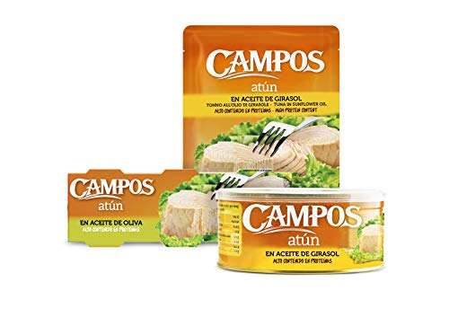 4x Campos, Conserva de atún en aceite de girasol - pack de 3 latas de 80 gr. [1'80€/pack]
