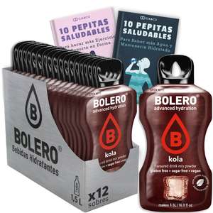 12 sobres de preparado de bebida hidratante de cola sin azúcar marca BOLERO (a 41 céntimos/sobre) + regalo