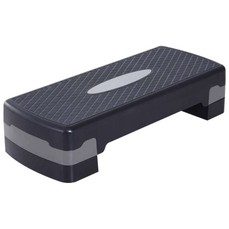 Step fitness HOMCOM negro gris con altura regulable 68x29x15 cm