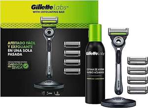 Gillette Labs Maquinilla de Afeitar Hombre con Barra Exfoliante + 5 Cuchillas de Afeitar de Recambio + Espuma de Afeitar y Base Magnética