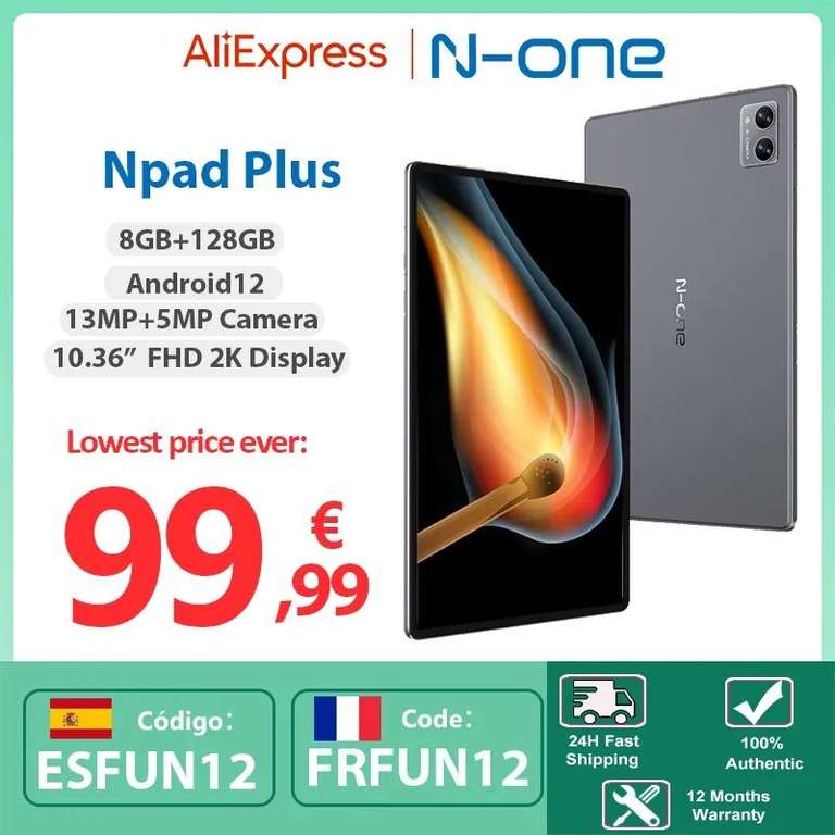 Tablet NPad Plus - 10,36 pulgadas, 2000x1200 FHD, IPS, MT8183, Android 12, 6GB de RAM, 128GB ROM de 8 núcleos, 5 + 13MP Cámara Dual, Wifi.