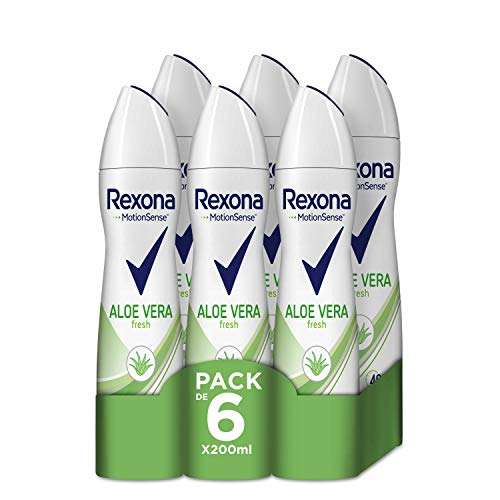 Desodorante REXONA Aerosol Antitranspirante para mujer Aloe Vera 200ml - Pack de 6 (Compra recurrente)