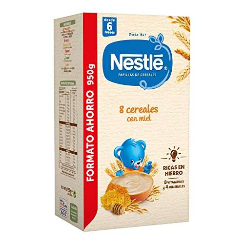 Nestle Papilla 8 Cereales con Miel, 8 Paquetes de 950g (Total 7.6Kg)