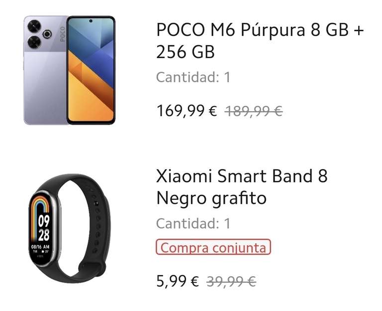 POCO M6 [8 GB + 256 GB] + Xiaomi Smart Band 8 (114€ con Mi Points)