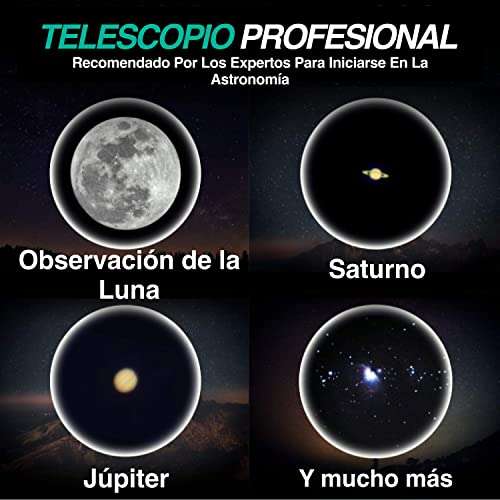 Telescopio Astronómico Profesional para Adultos Principiantes - Portátil y Potente 20x-250x