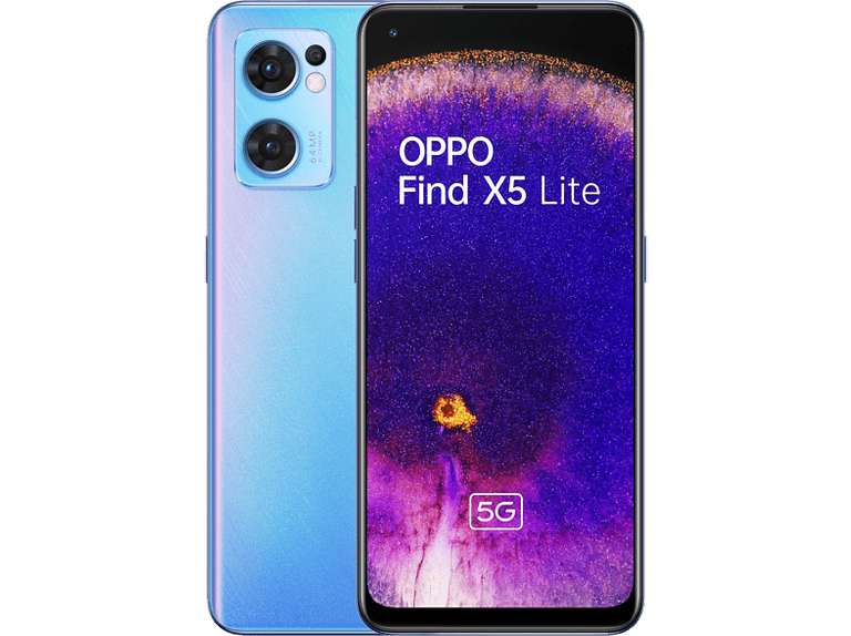 OPPO Find X5 Lite, 256 GB, 8 GB RAM, 6.43" FHD+, Dimensity 900 5G, 4500 mAh, Android 12 - Azul o Negro