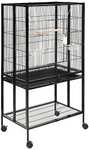 Amazon Basics - Jaula para pájaros con estante rotatorio y compartimento para almacenamiento
